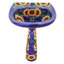 Mexican Talavera Pedestal Sink Girasoles 3